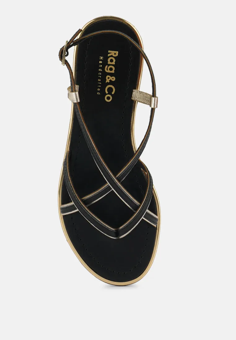 PHEOBE Strappy Black Flat Sandals
