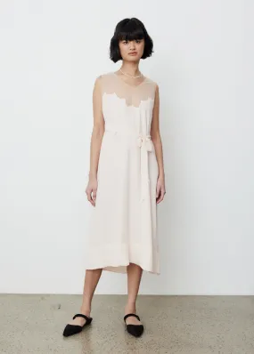 Scallop Tulle Neckline Slip Dress